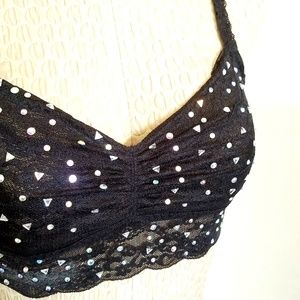 ❤VS PINK Black Lace Gemstone Bralette